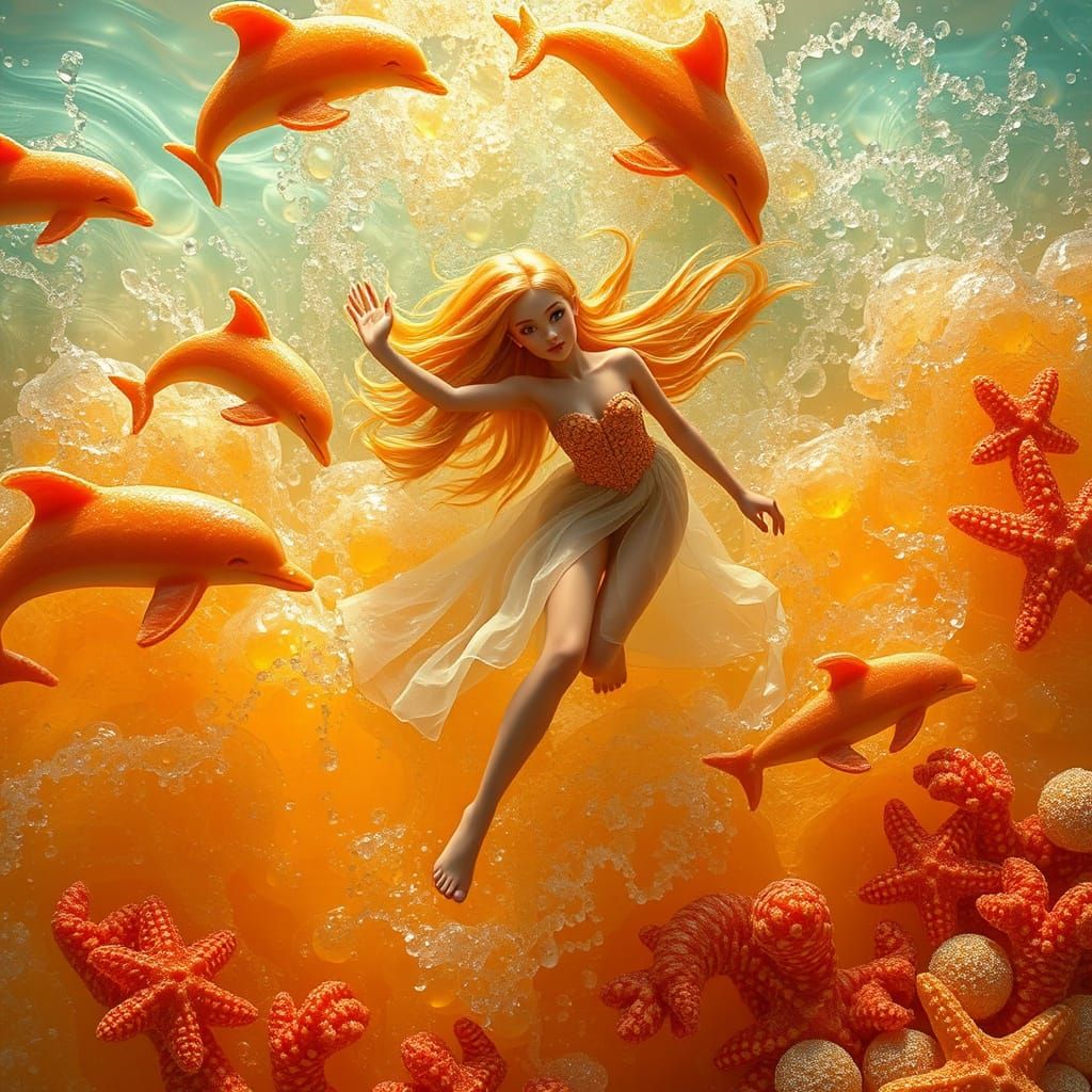 Dreamlike Soda Sea with Candy Dolphins