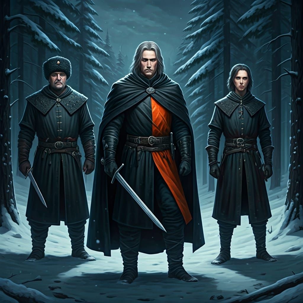 Night Watch in Snowy Forest: Matte Painting