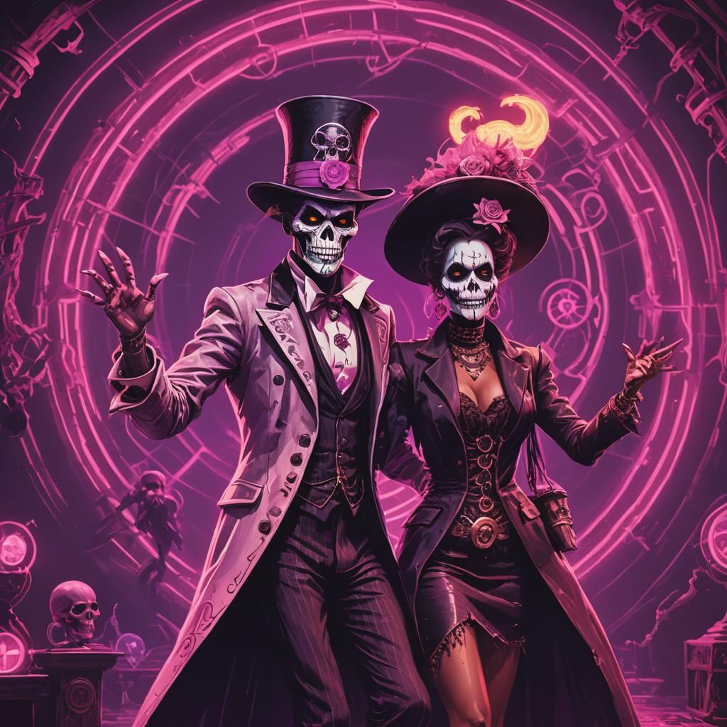 Lwa Dance: Baron Samedi, Maman Brigitte, Synthwave Neon