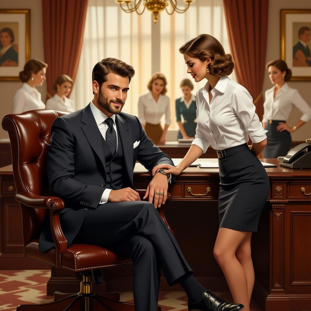 Handsome Man with Sly Smile, Art Nouveau Style