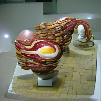 Egg and Bacon Food Art Sculpture