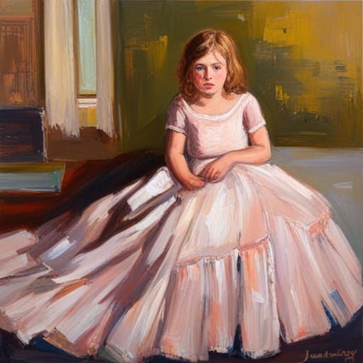 Girl in Ballgown: Oil Painting in Gurney Style