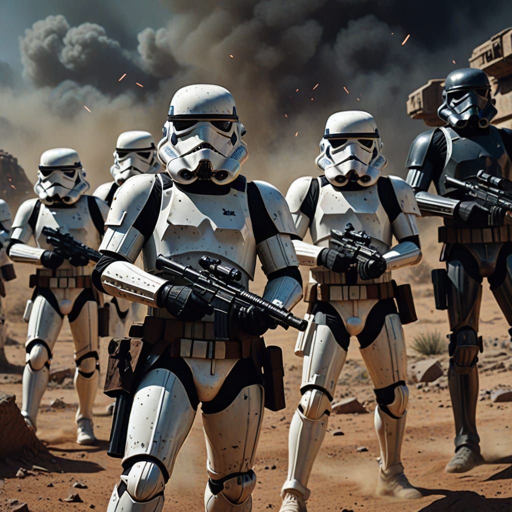 Star Wars Battle Scene: Stormtroopers Confront Rebels