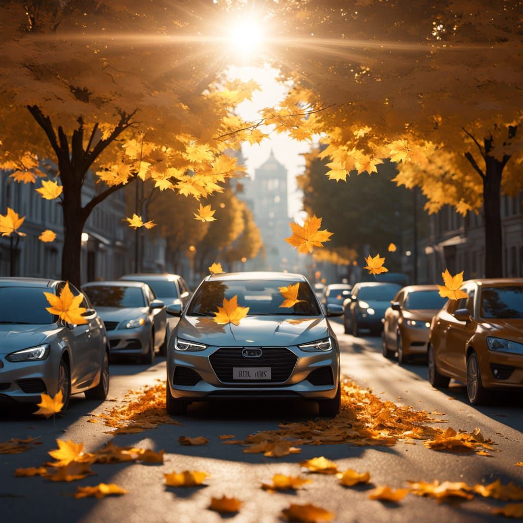 Serene Autumn Road in Golden Hour Light