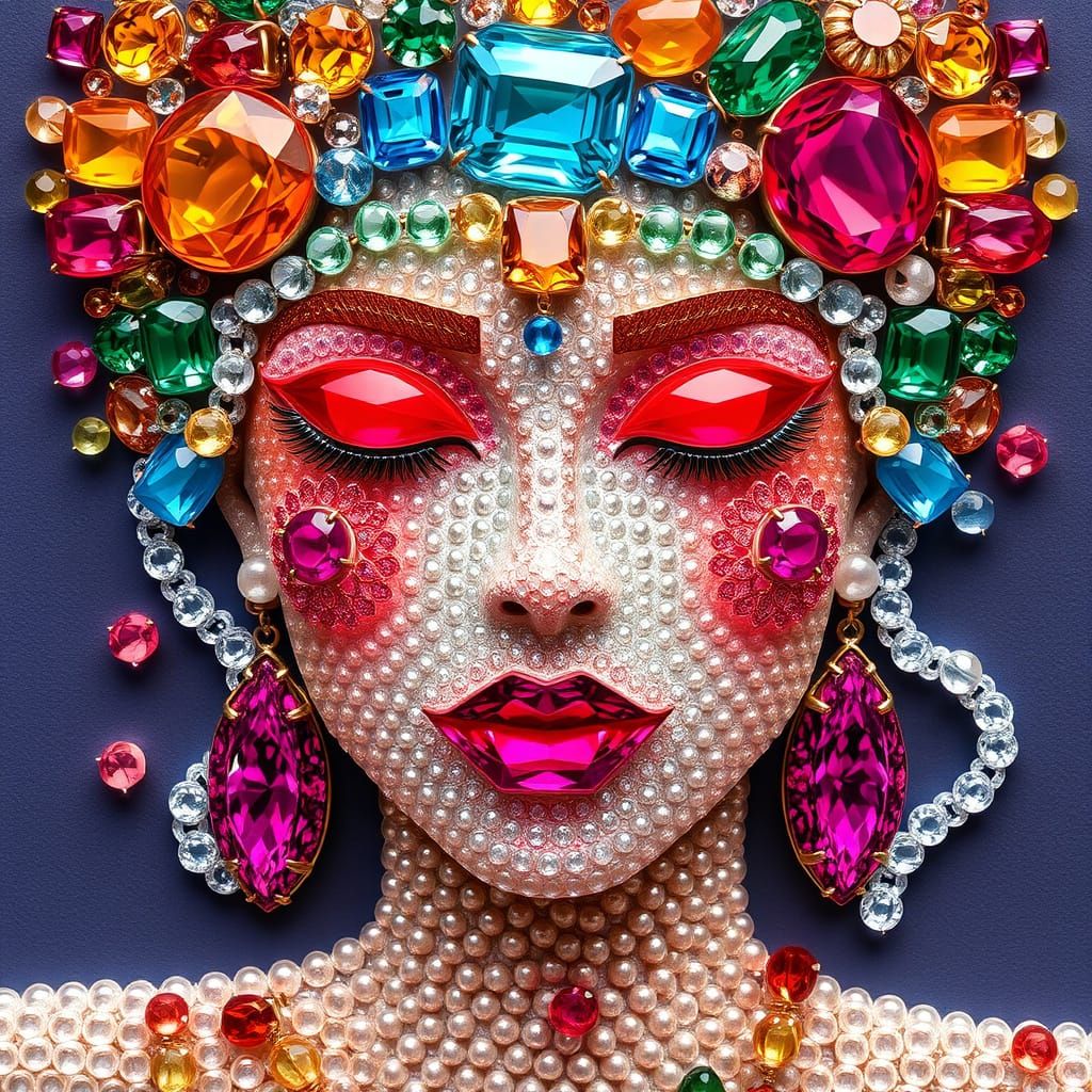 Woman Composed Entirely of Sparkling Gemstones