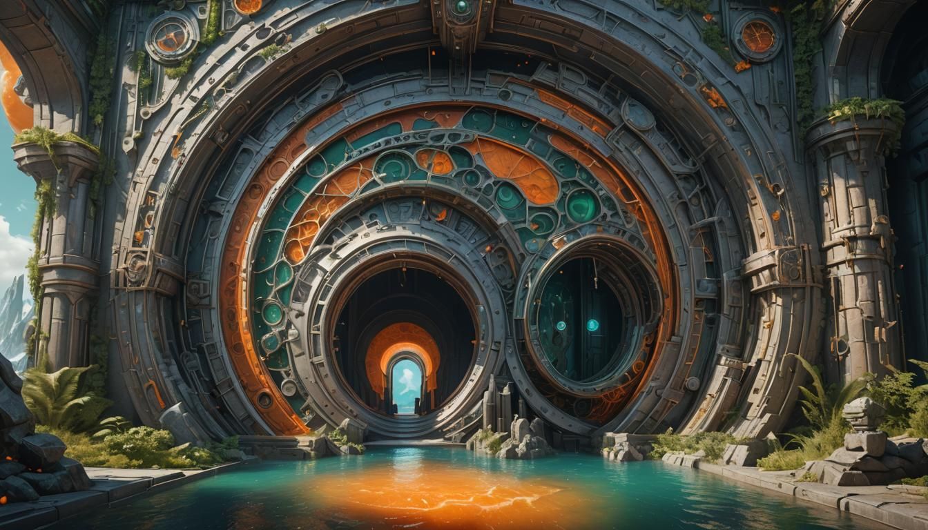 Luxury Space Yacht Floating Through Kuiper Belt Portal