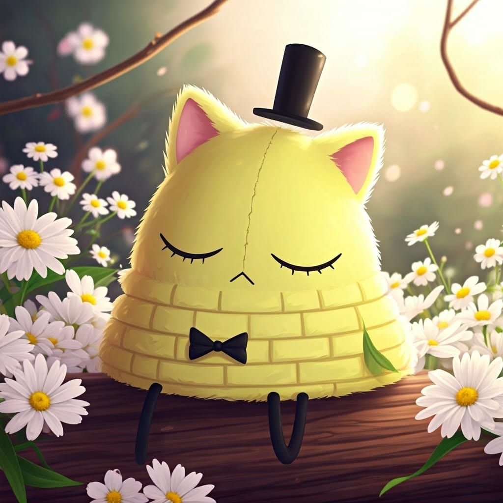 Bill Cipher as Cute Kitty Plushie with Flowers