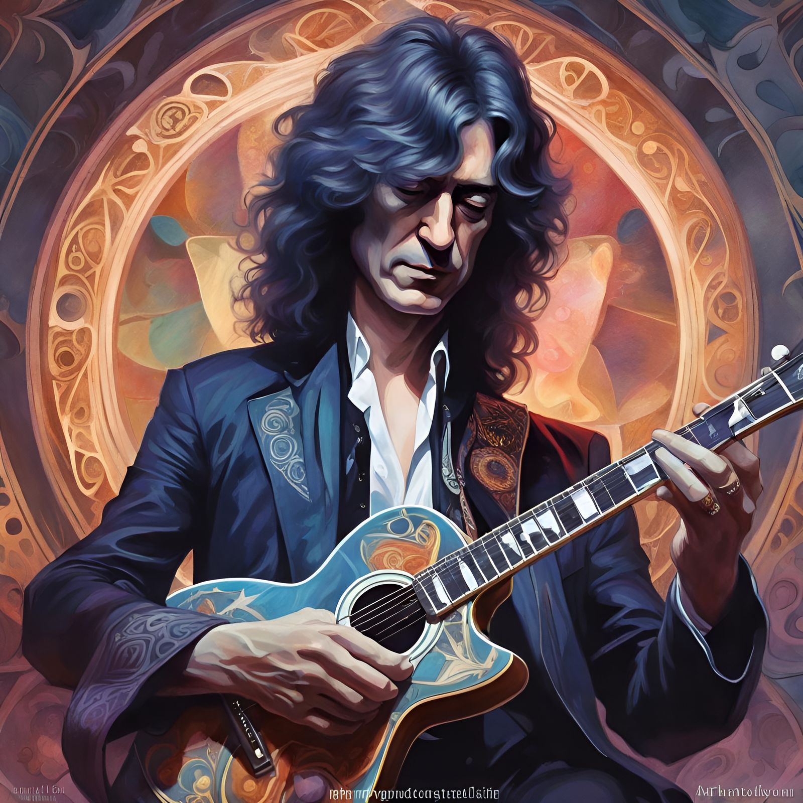 Jimmy Page Portrait with Occult Symbolism