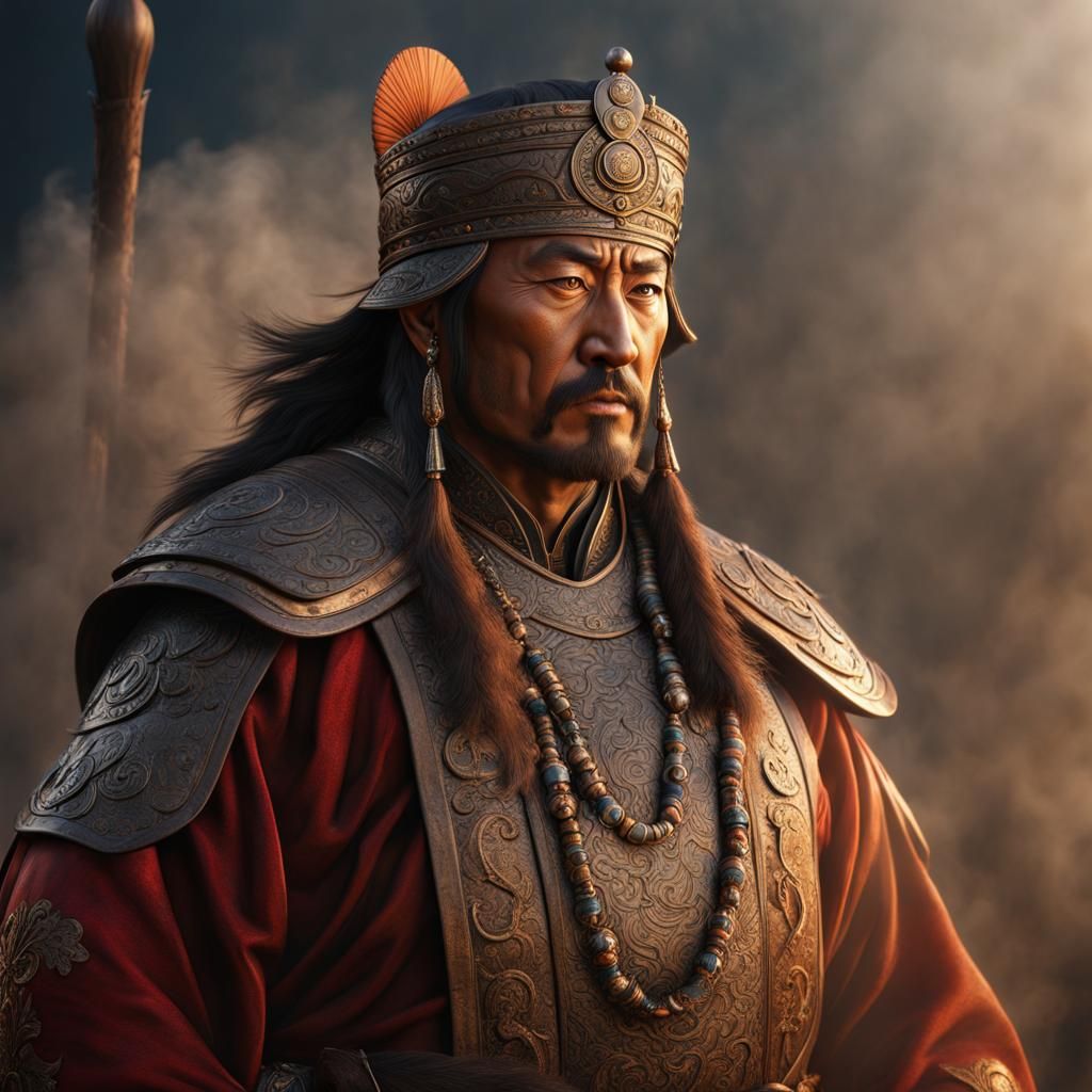 Genghis Khan Portrait in Historical Setting