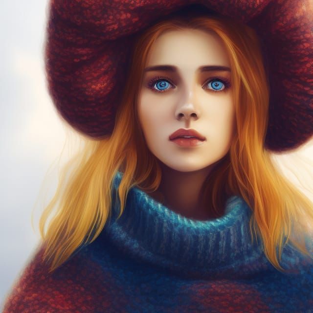 Attractive Blonde in Autumn, Hyperdetailed Digital Portrait