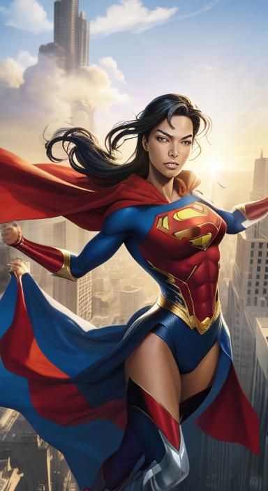 Superman with Angola Flag in Comic Book Style