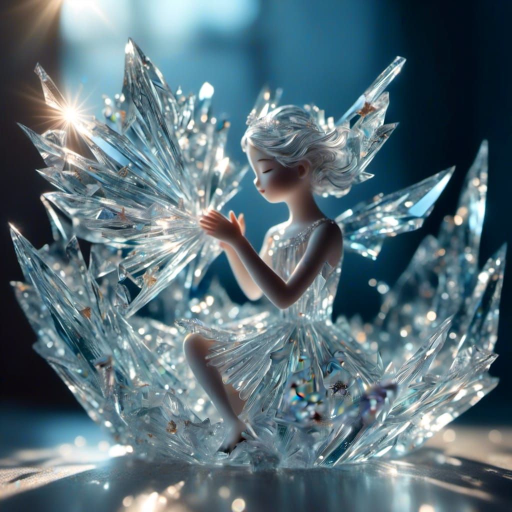 Crystal Dancing Girl in Sunlight, Digital Art