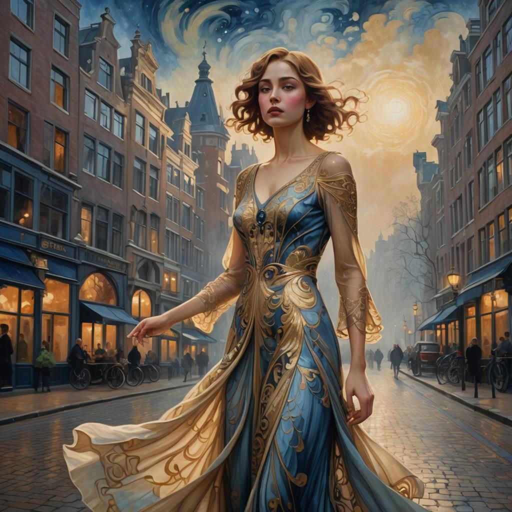 Art Nouveau Girl in Art Deco Amsterdam