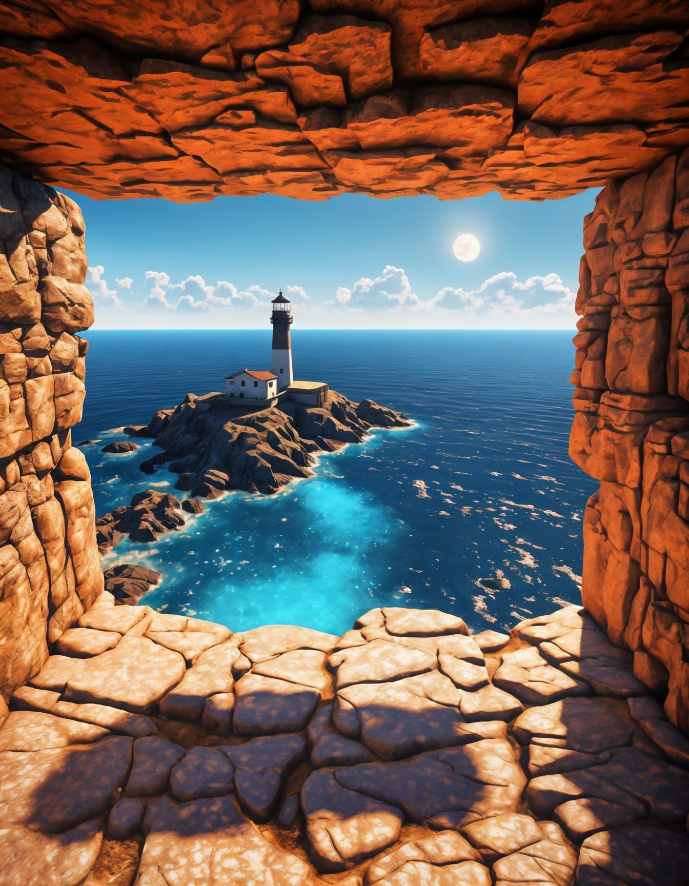 Epic Lighthouse Silhouette at Neon Sunset