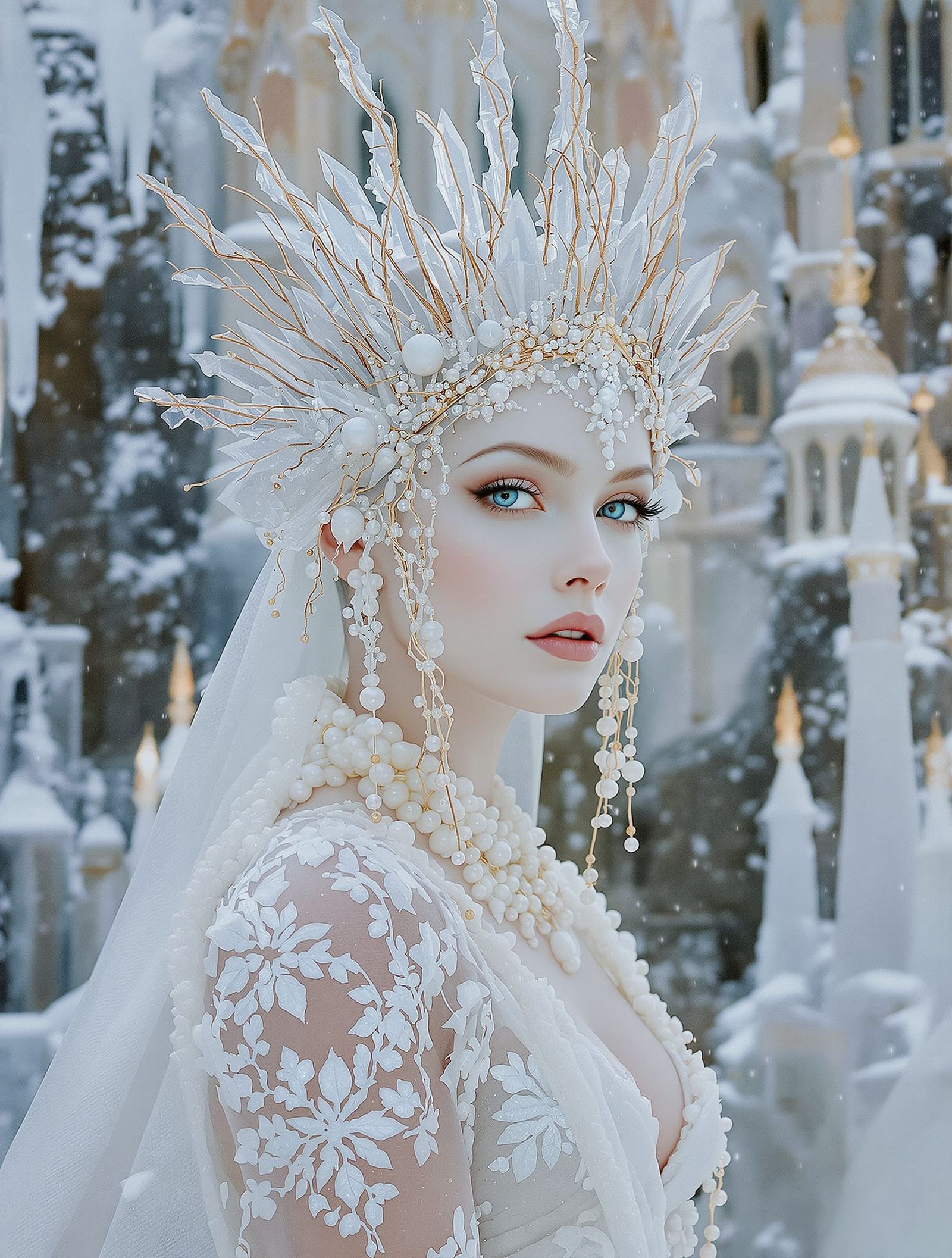 Ethereal Ice Queen in Majestic Castle