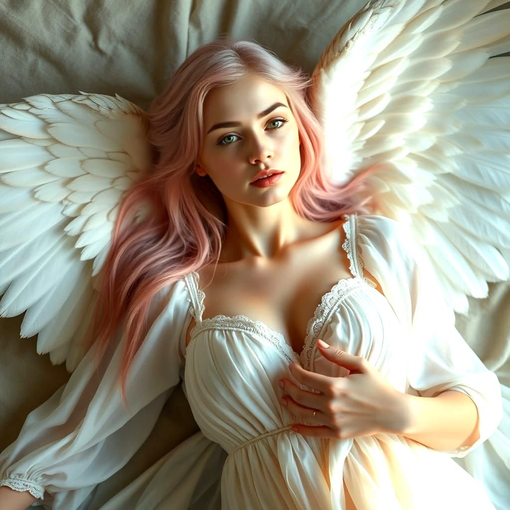 Ethereal Fallen Angel in a Colonial Attire