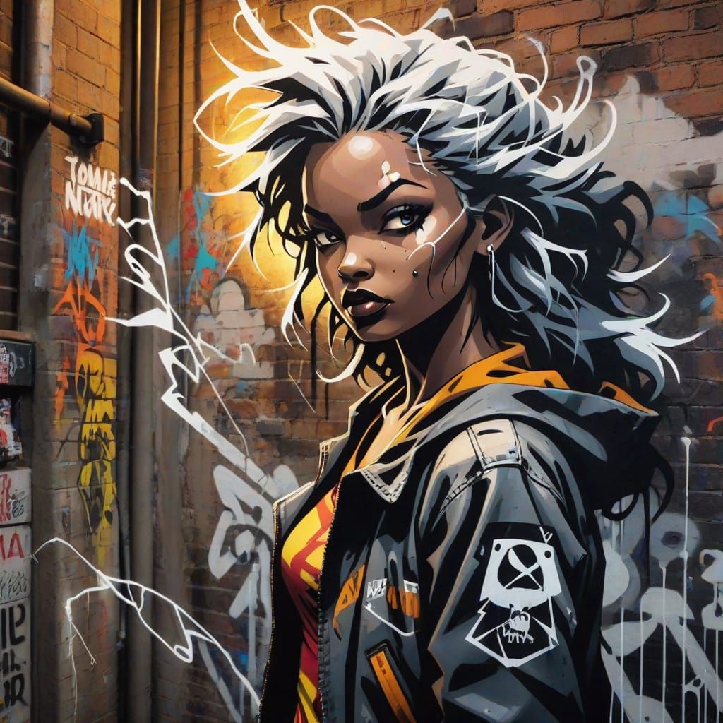 Graffiti Art: Storm in Urban Landscape