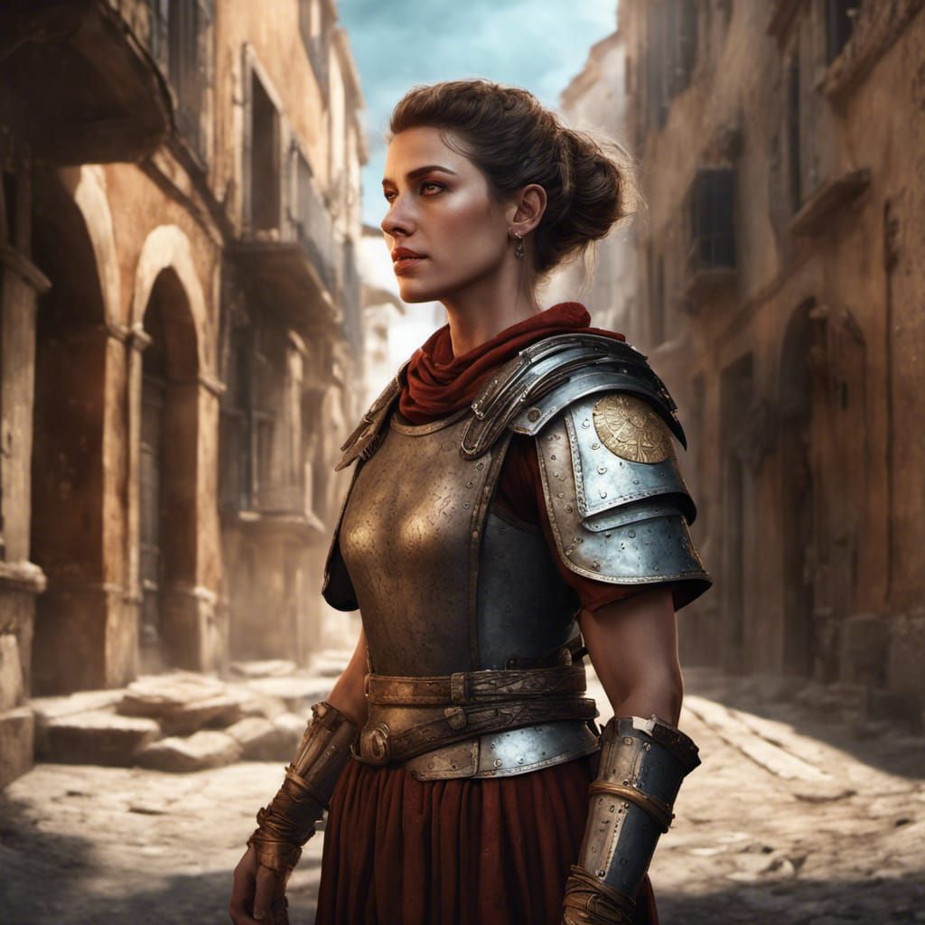 Roman Military Doctor in City Alleyway: Fantasy Art