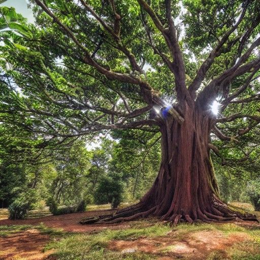 Giant Tree Inhabited by Butterfly and Spider People