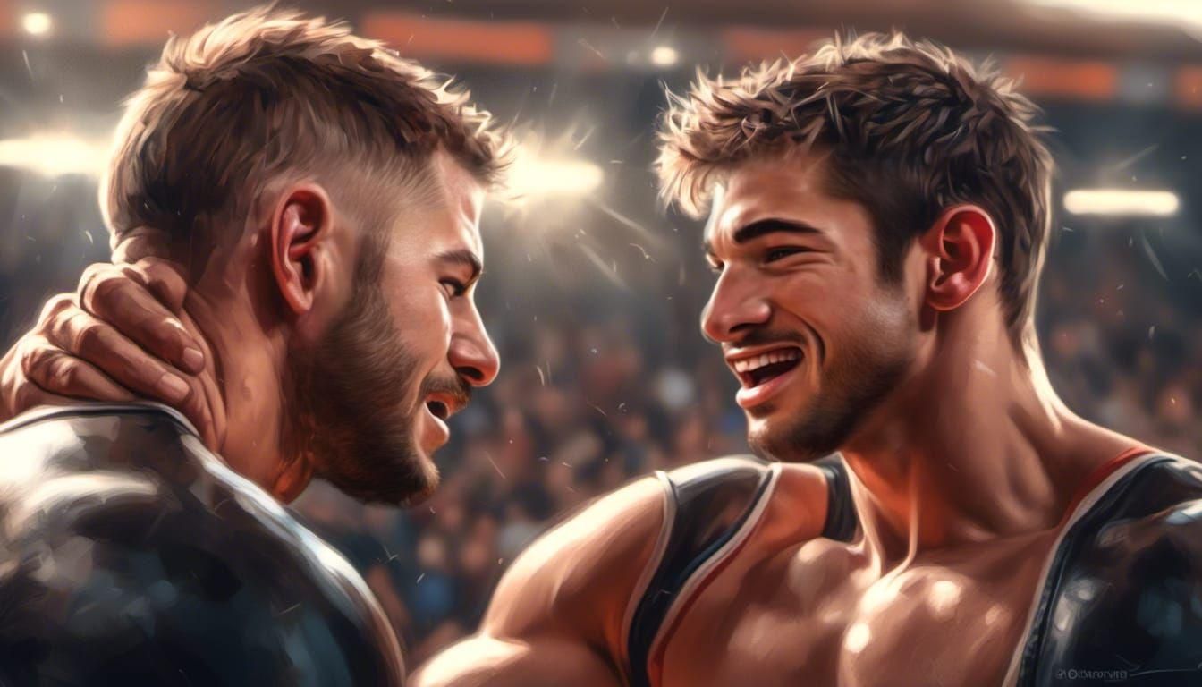 Photorealistic Jocks Wrestling