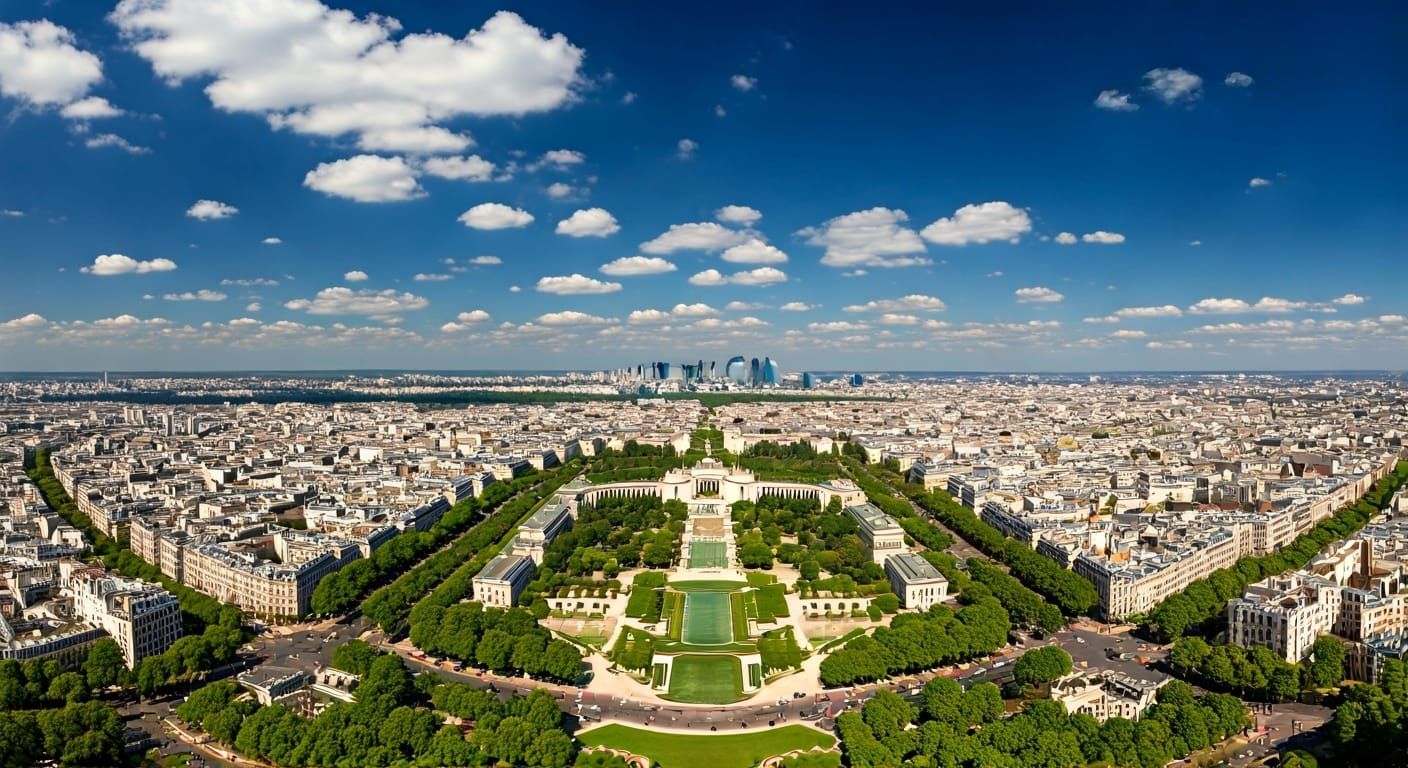 Paris Cityscape from Eiffel Tower Bird's-Eye View