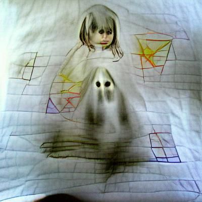 Simple Childlike Drawing of a Ghost
