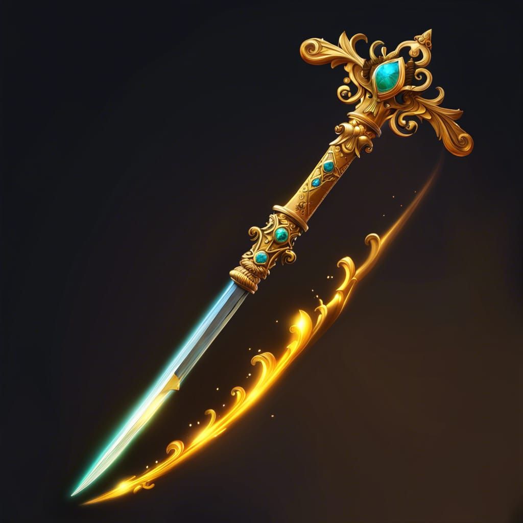 Luminous Pirate Rapier with Golden Outlines