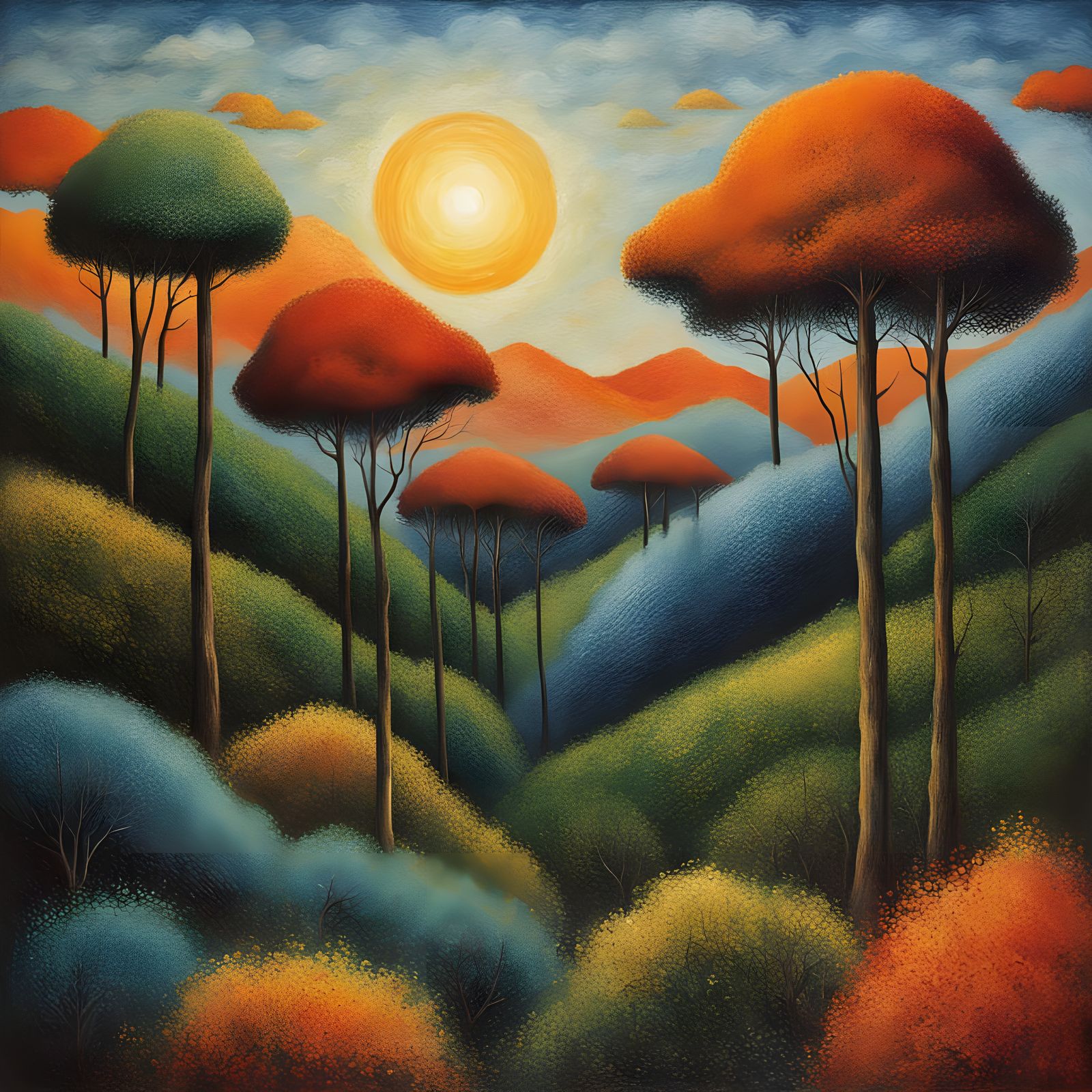 Ethereal Forest Goddess in Neo-Expressionist Oil Painting