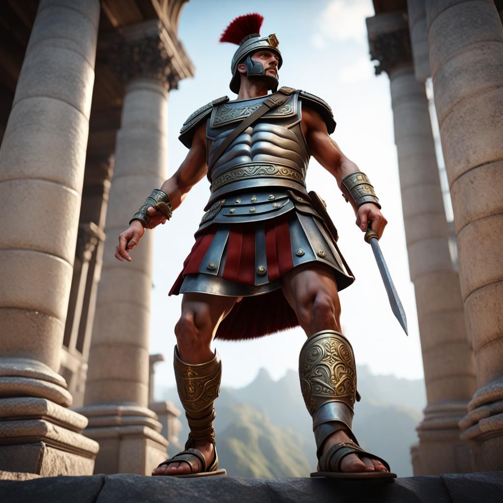 Roman Soldier in Sandals: 3D Game Cinematic