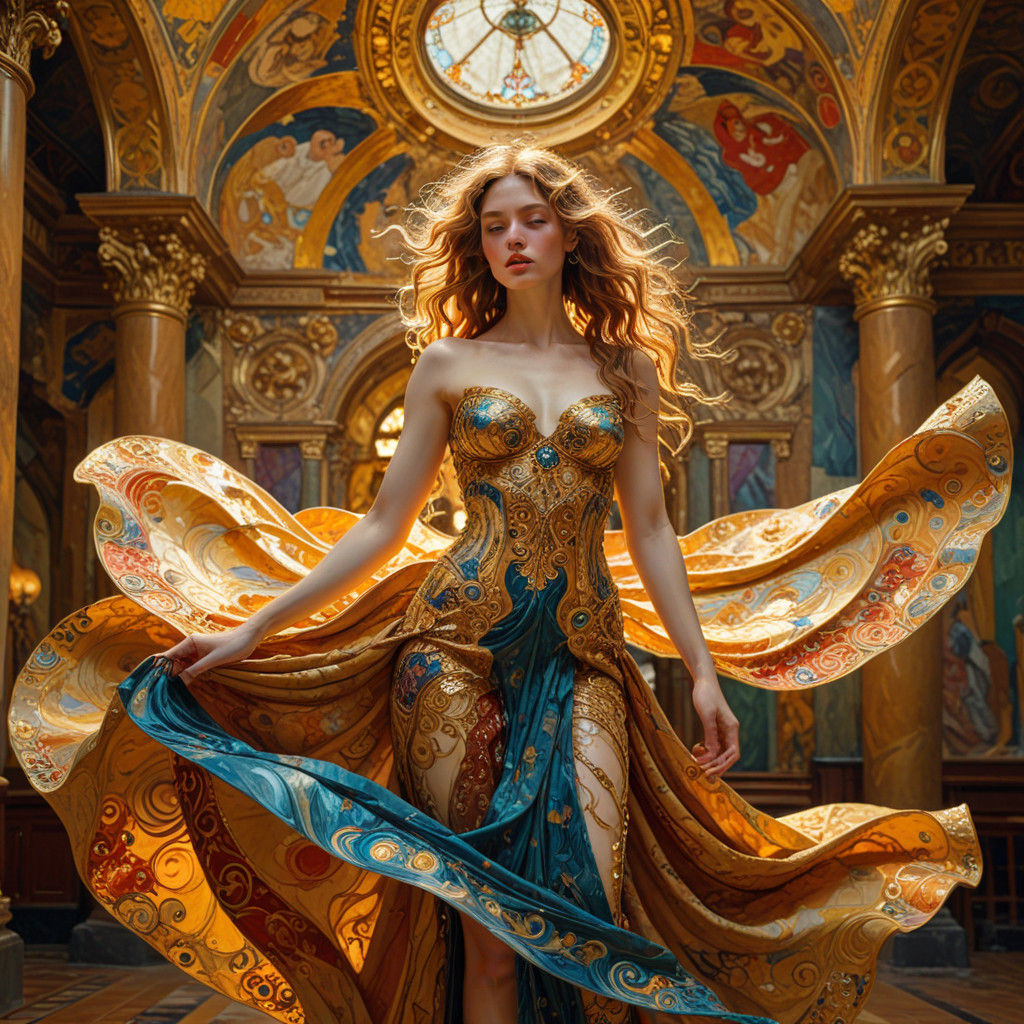 Art Nouveau Flibbertigibbet In Bikini, Rococo Architecture