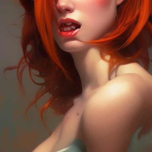 Detailed Portrait of Redhead with Dynamic Lighting
