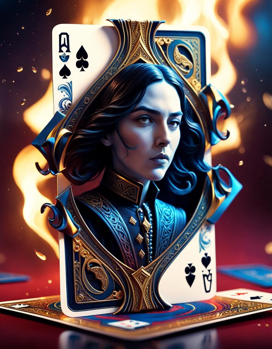 Queen of Spades 3D Portrait with Magic