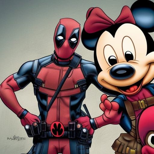 Deadpool Poses With Mickey Mouse
