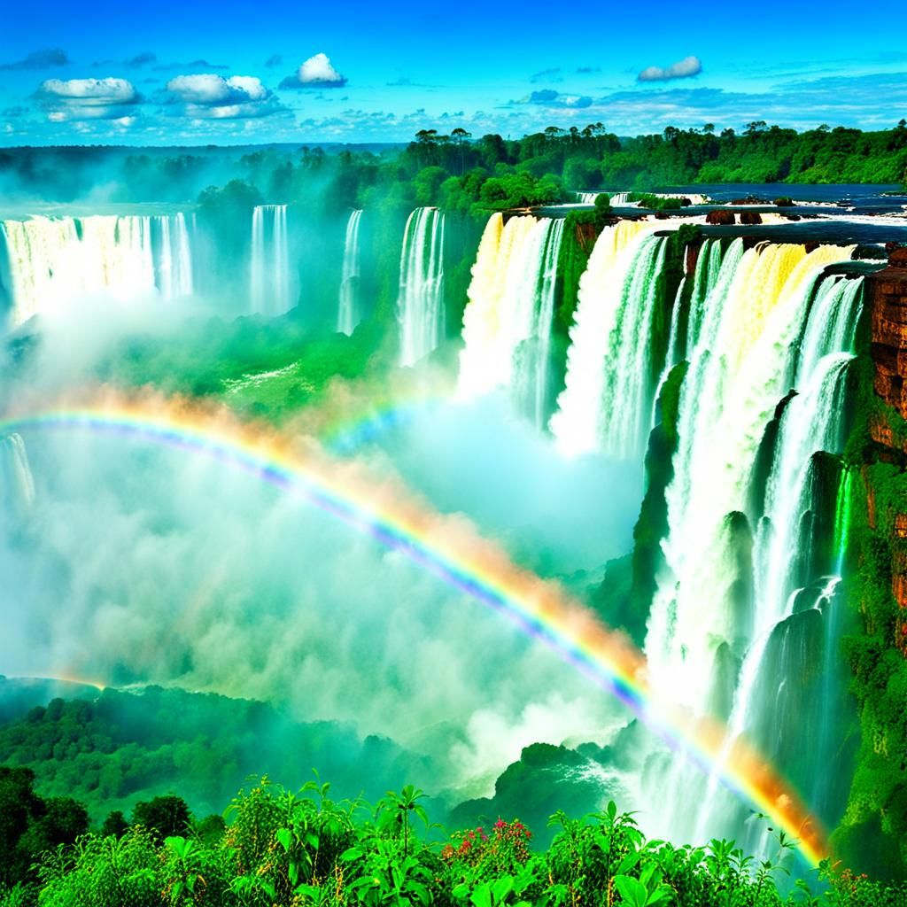 Iguaçu Falls with Double Rainbow