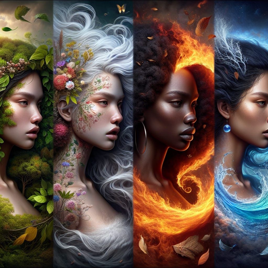 Goddesses of Nature Unite: Earth, Air, Fire, and Water