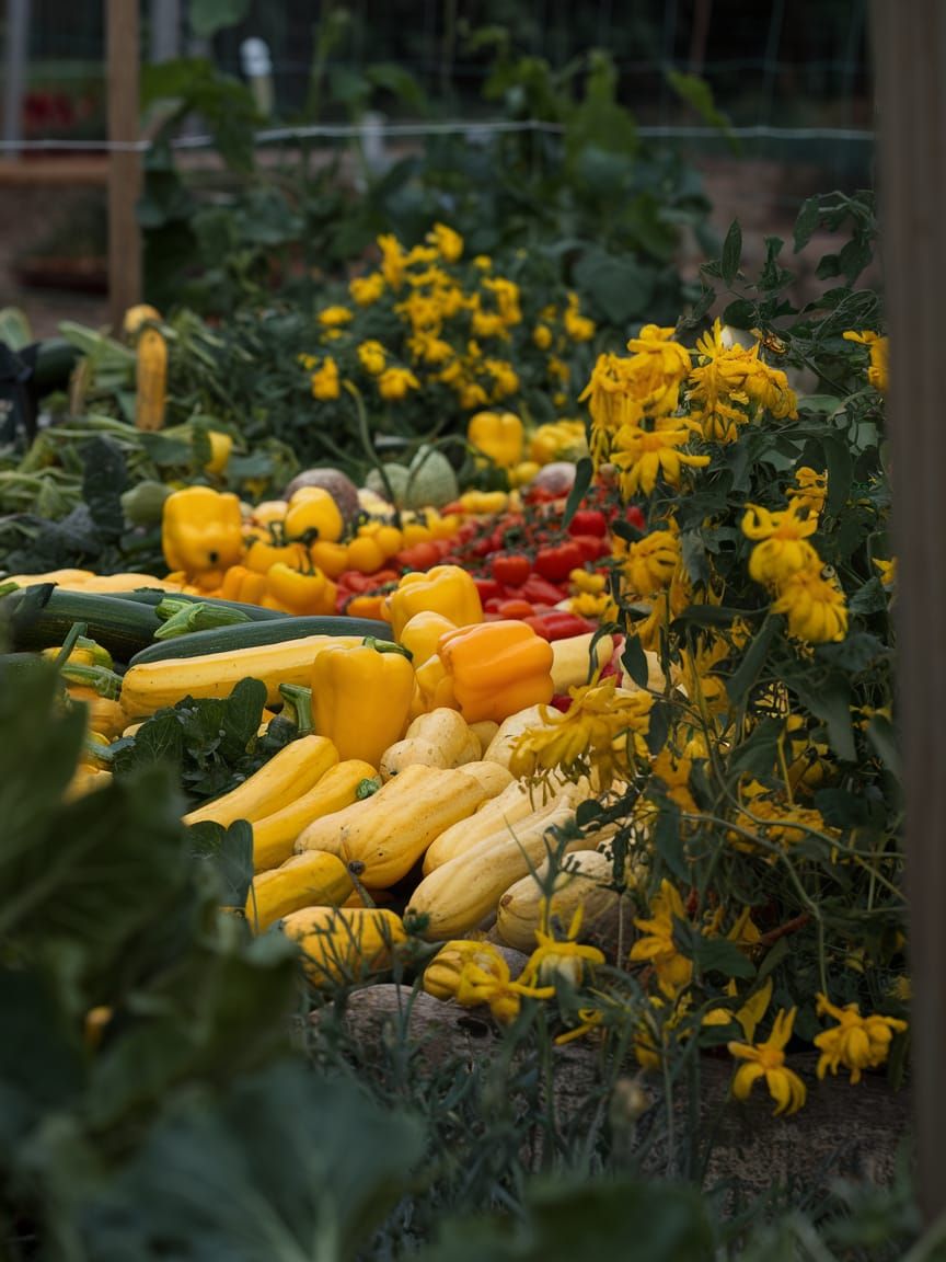 Vibrant Yellow Vegetable Garden Masterpiece