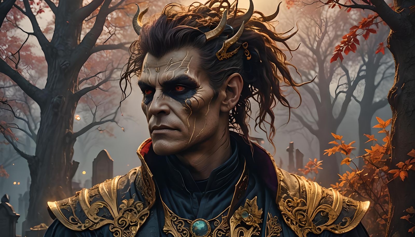 Nightbreed Cemetery Portrait in Hyperdetailed Style