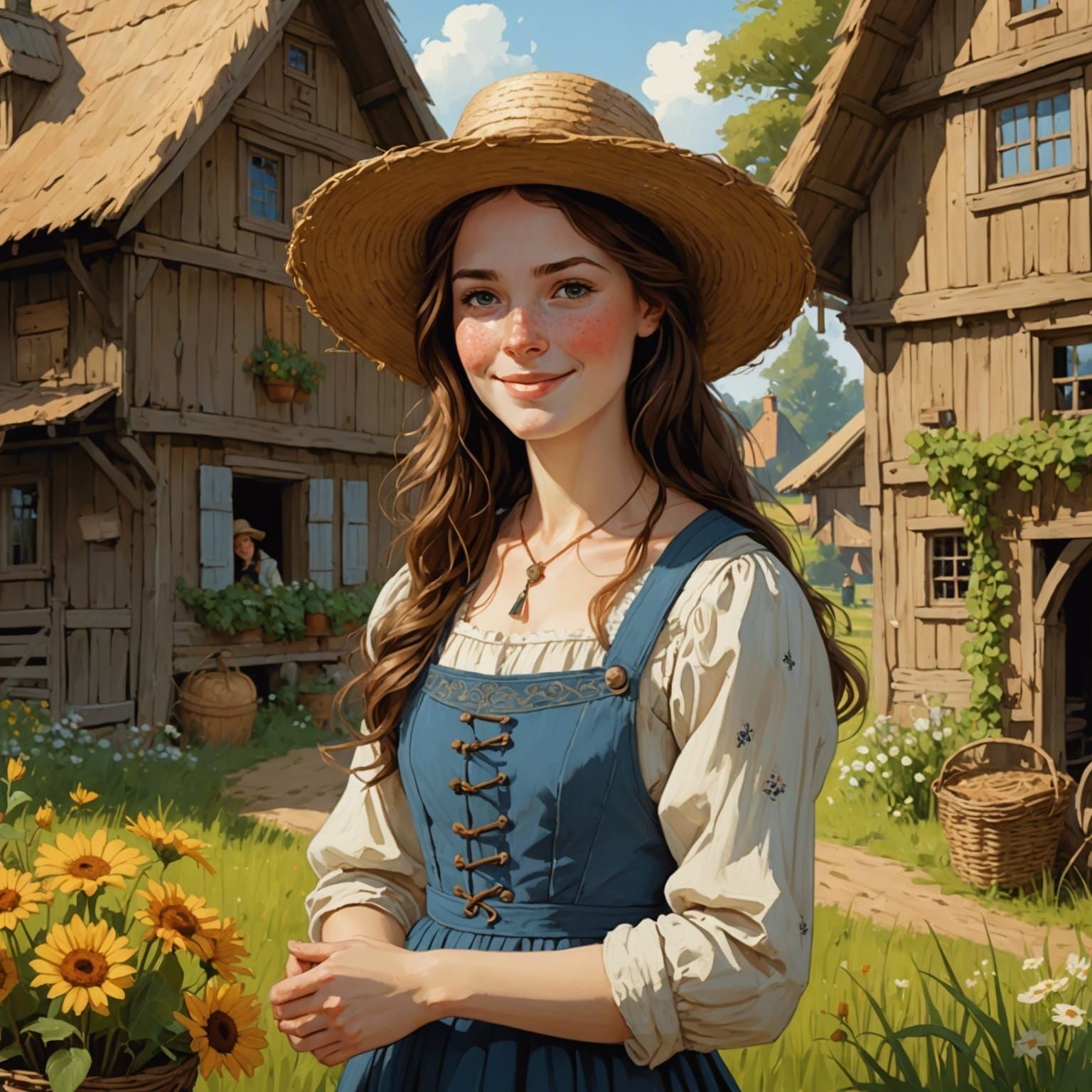 Renaissance Farmer Portrait in Ornate Detail