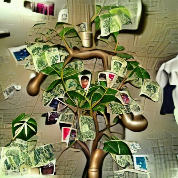 Digital Art of a Vibrant Money Tree