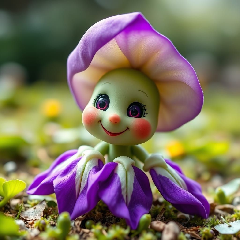 Violet Broccomaglos Creature in a Joyful Mood