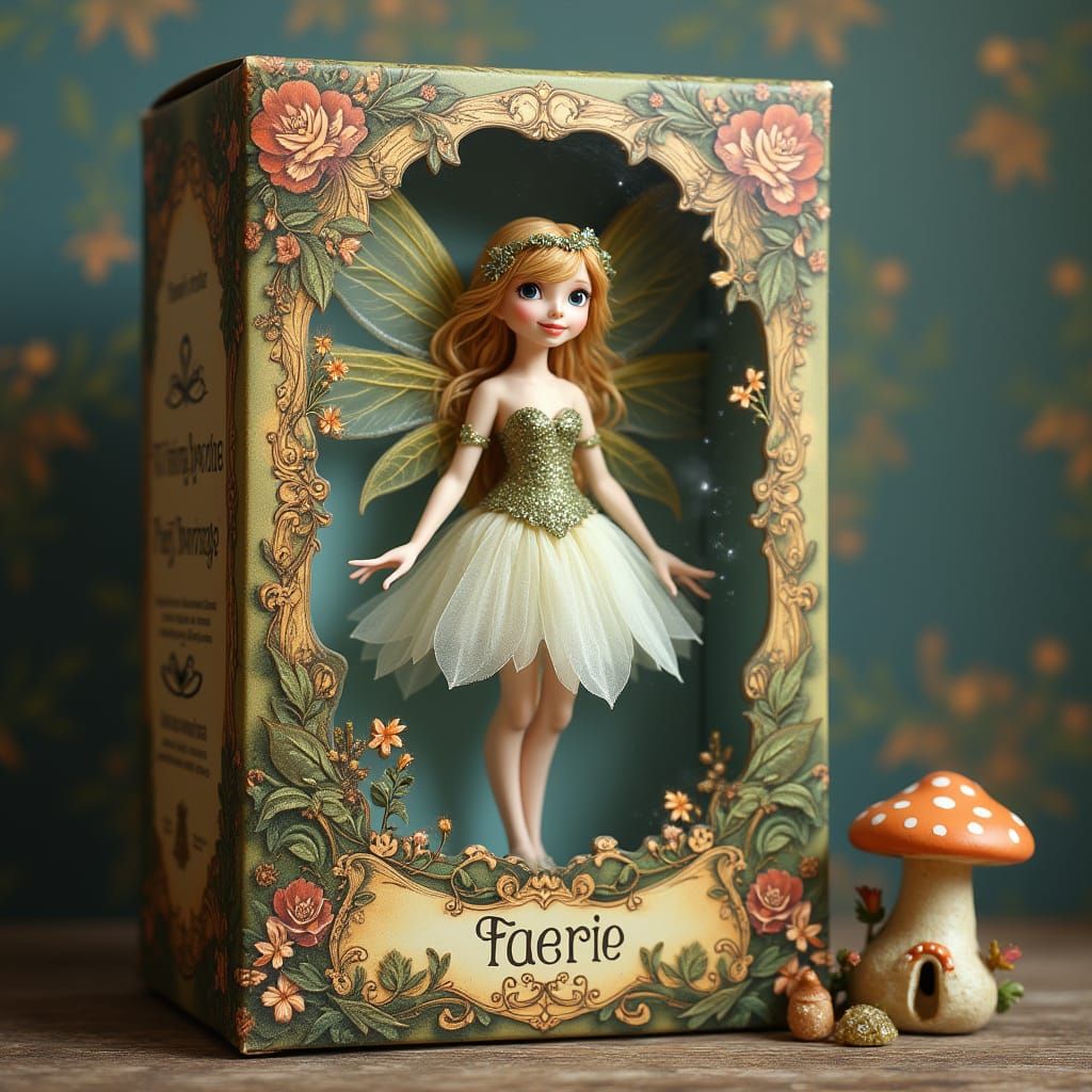 Vintage-Style Faerie Action Figure Box Art