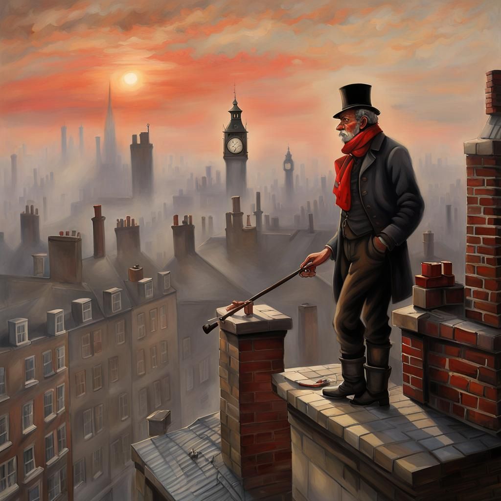 Chimney Sweep in Old London, Matte Painting