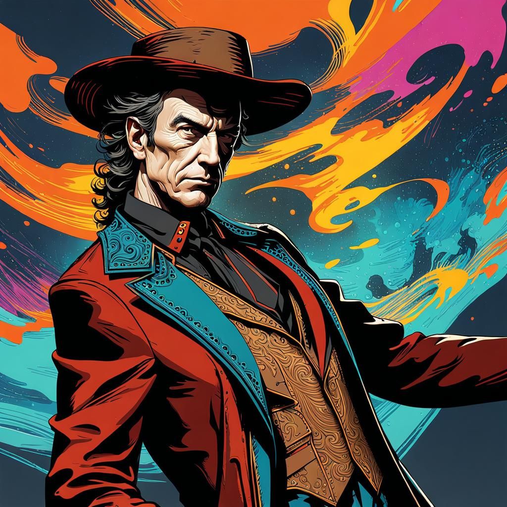 Wild West Dinner: Hyperrealistic Splash Art Portrait