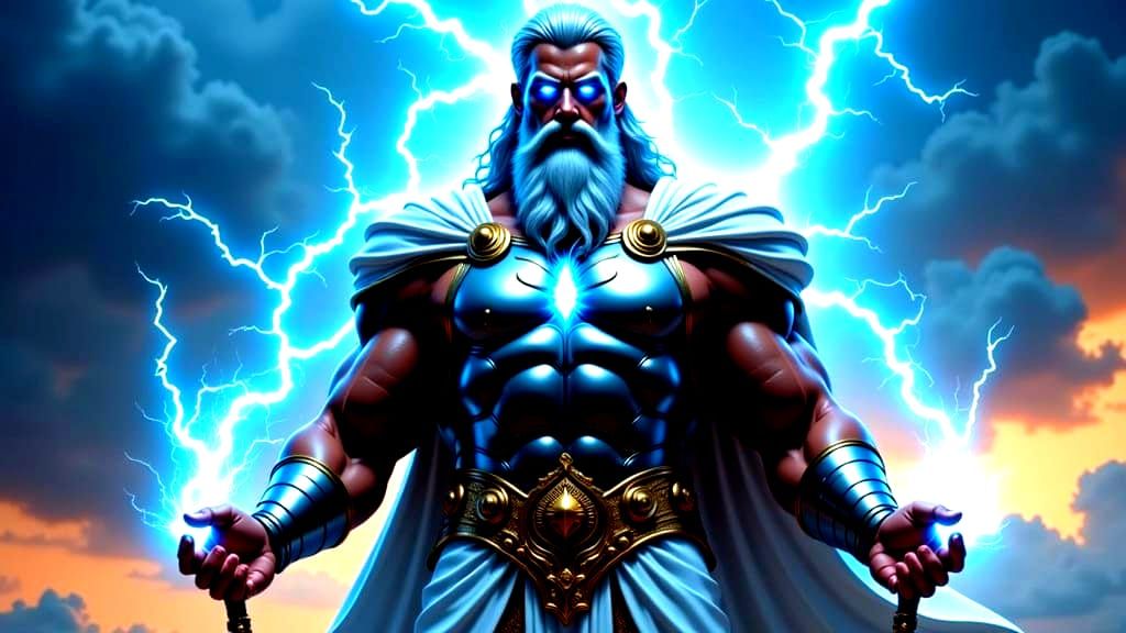 Grecian Zeus in Hyperrealistic Medieval Armor