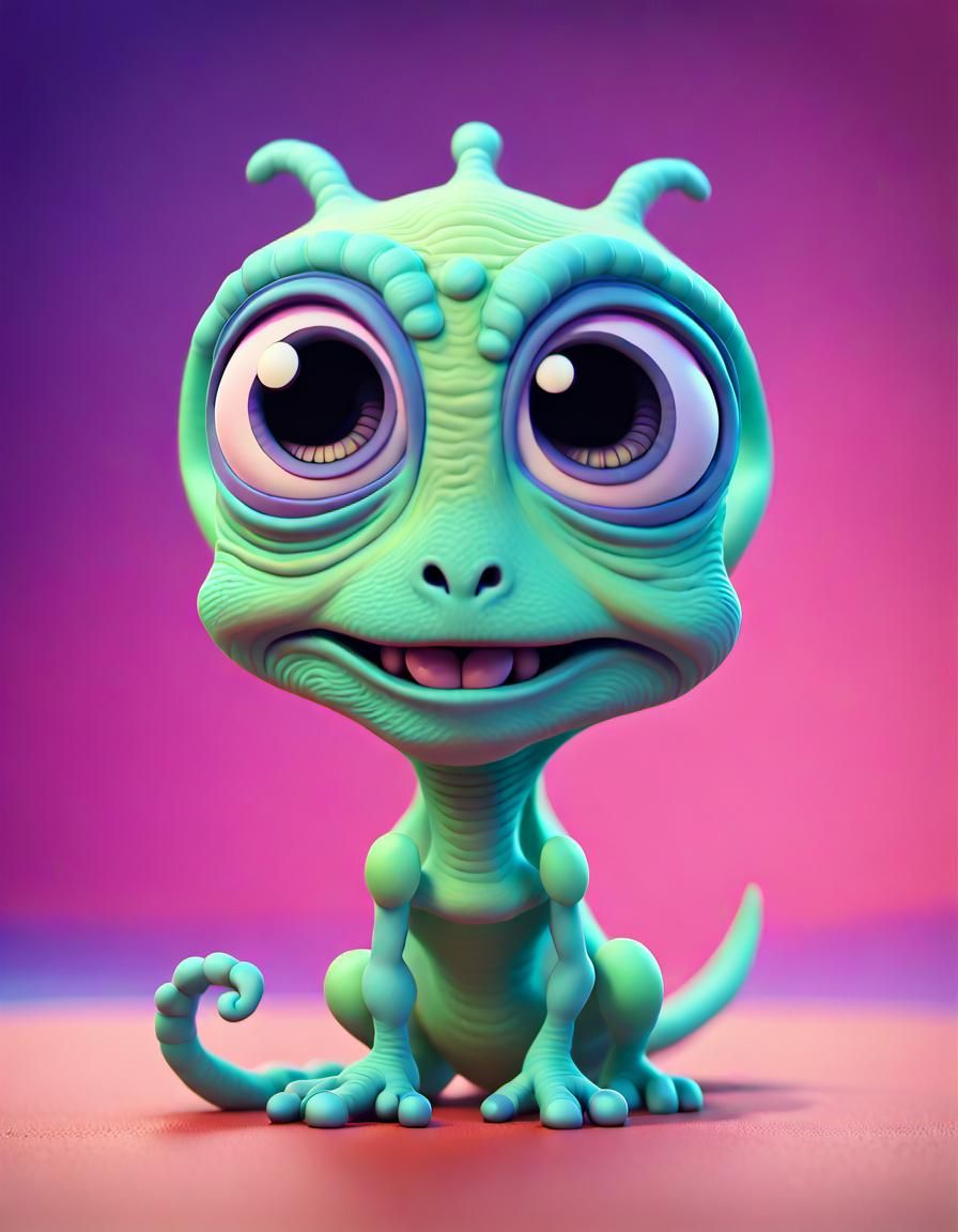 Adorable Alien Animal in Claymation Style