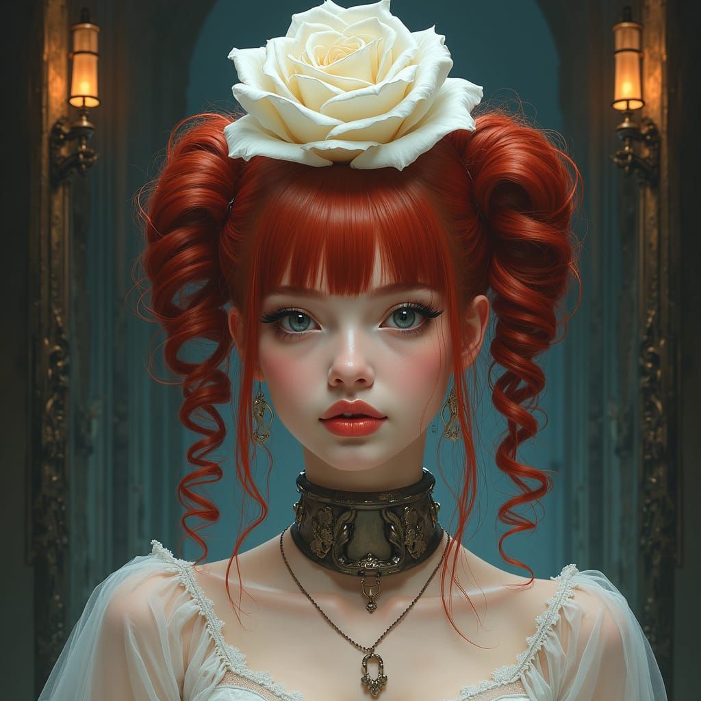 White rose redhead