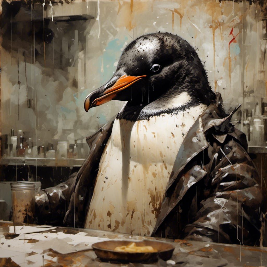 Penguin Butcher: Obese Comic Character Portrait