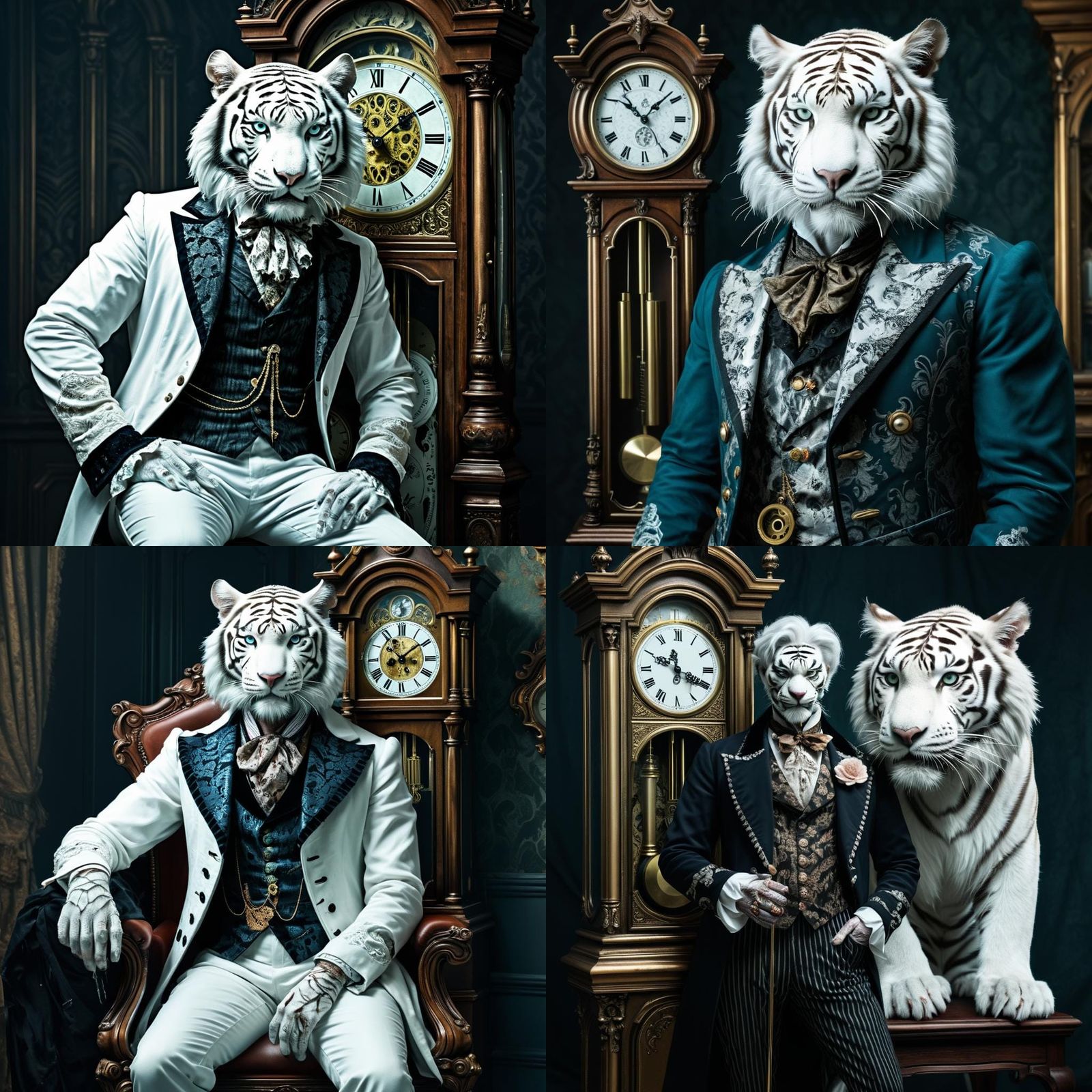 Victorian Demon White Tiger Hybrid with Melting Clock