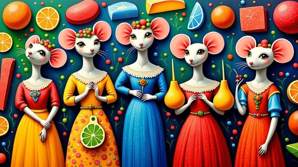 Rat Family in Whimsical Victorian Abode