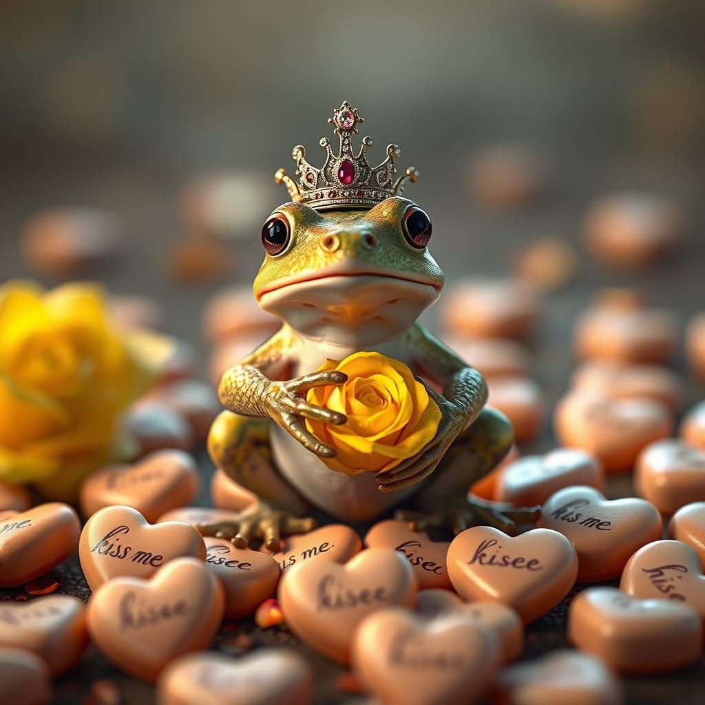 Regal Frog in Whimsical Wonderland